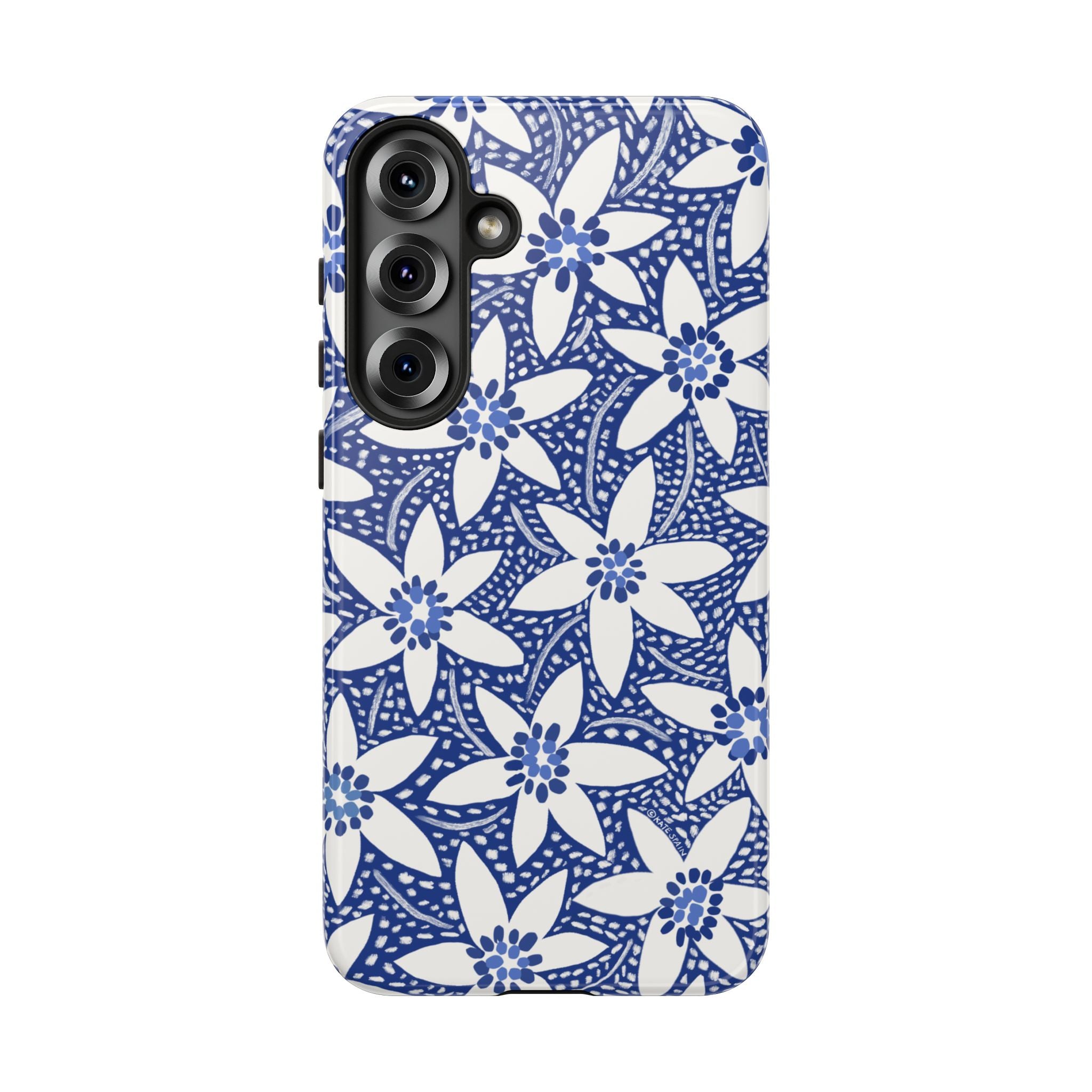 Starflower Samsung Galaxy S25 Plus Case – Glossy | angled view showing camera cutout and slim profile