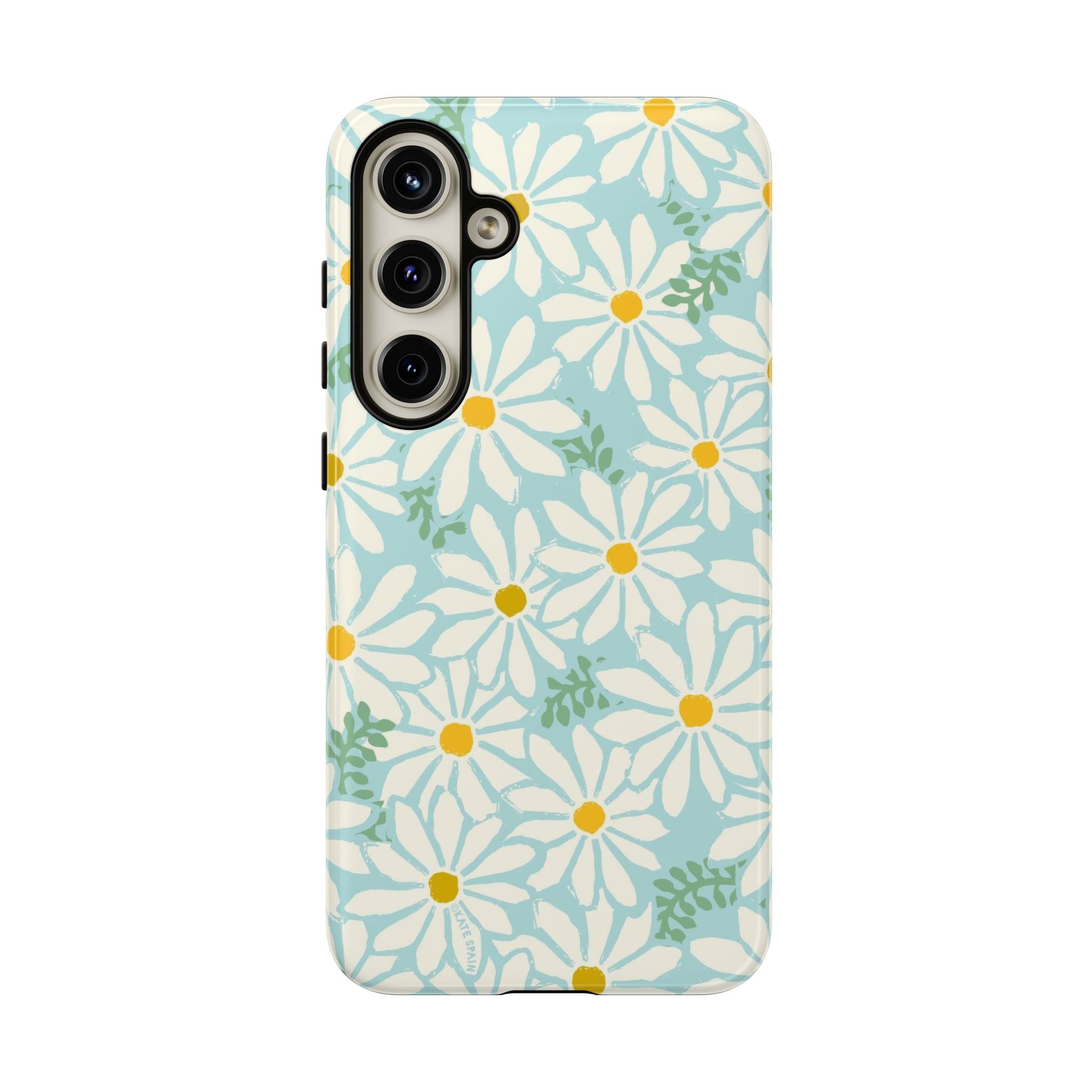Luxury Daisies Samsung Galaxy S24 Plus Case – Glossy | white, yellow, aqua daisy floral print