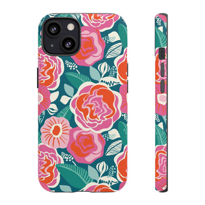 Tea Rose Teal iPhone Tough Case