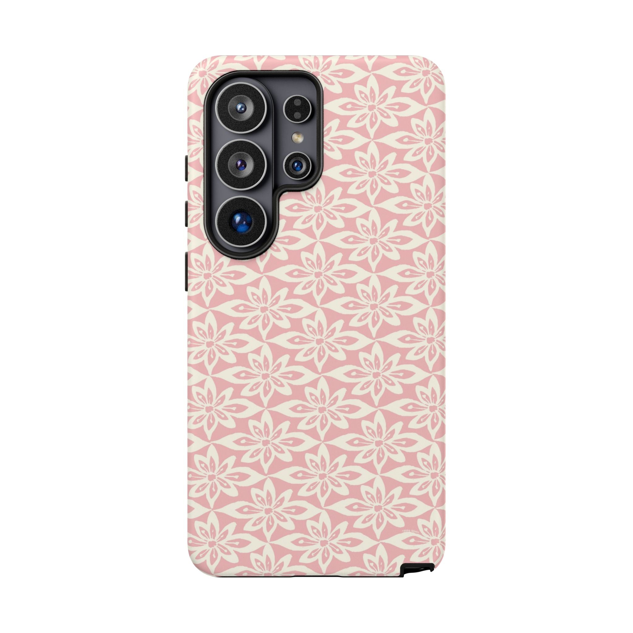 Lily Pastel Pink Samsung Galaxy S26 Ultra Matte case — graphic white lily print on dreamy pastel pink — botanical phone case by Kate Spain