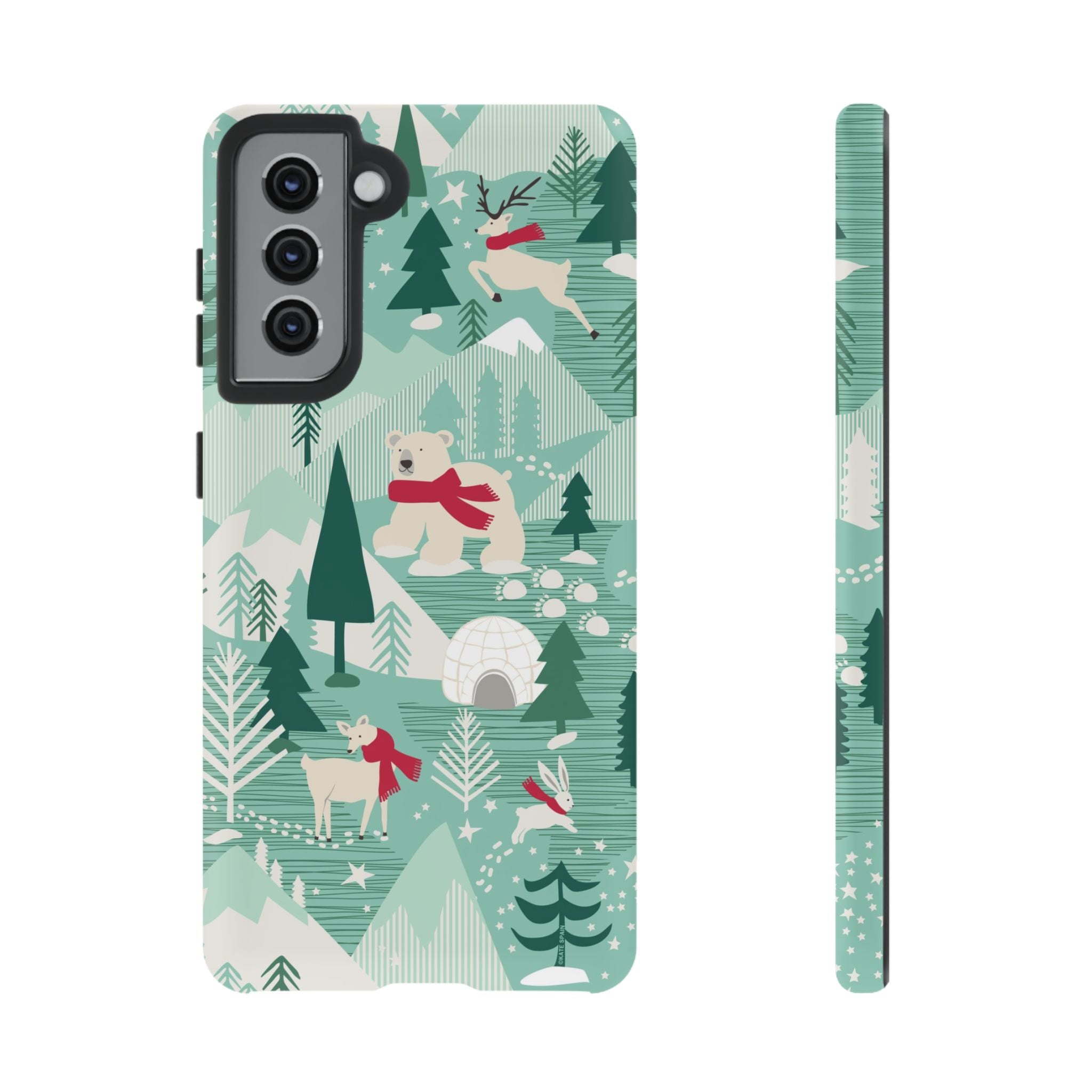 Arctica Winter Samsung Galaxy S21 Case – Matte | aqua, evergreen, white, animal frolic winter wonderland print
