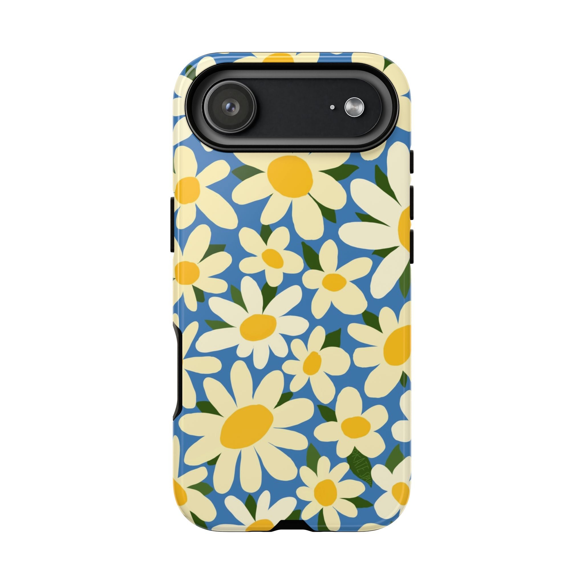Shasta Daisy Tough iPhone 17 Air Case – Glossy | blue, cream, yellow daisy floral print