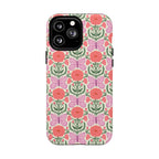 Pink Butterfly MagSafe iPhone 13 Pro Max Case – Matte | pink, coral, green, cream butterfly floral print