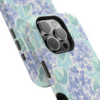 Nantucket Hydrangea MagSafe iPhone Case – close-up detail of periwinkle hydrangea floral print