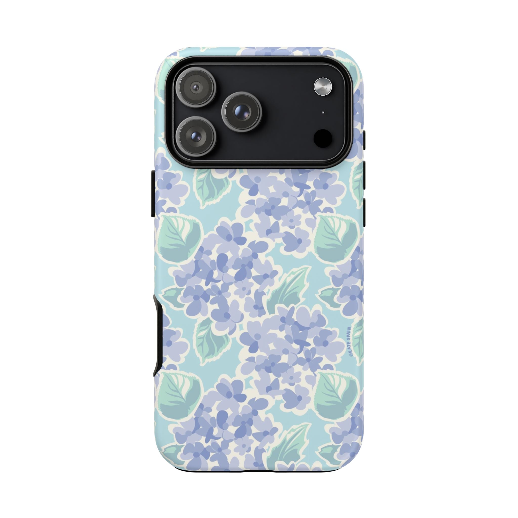 Nantucket Hydrangea Tough iPhone 17 Pro Max Case – Matte | white, lavender, mint watercolor hydrangea print
