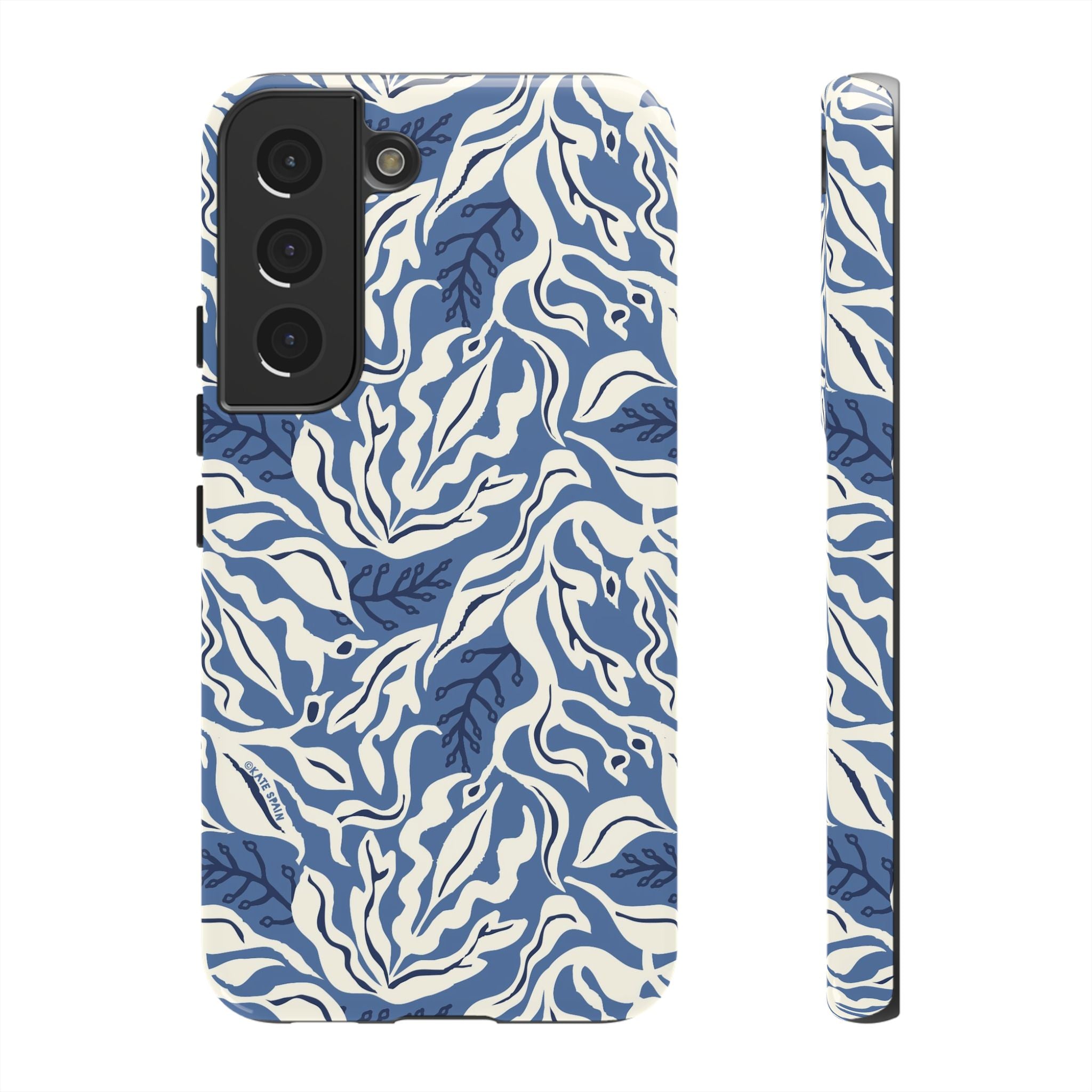 Luxury Ocean Tides Samsung Galaxy S22 Case – Glossy | blue and white tidal bed ocean print