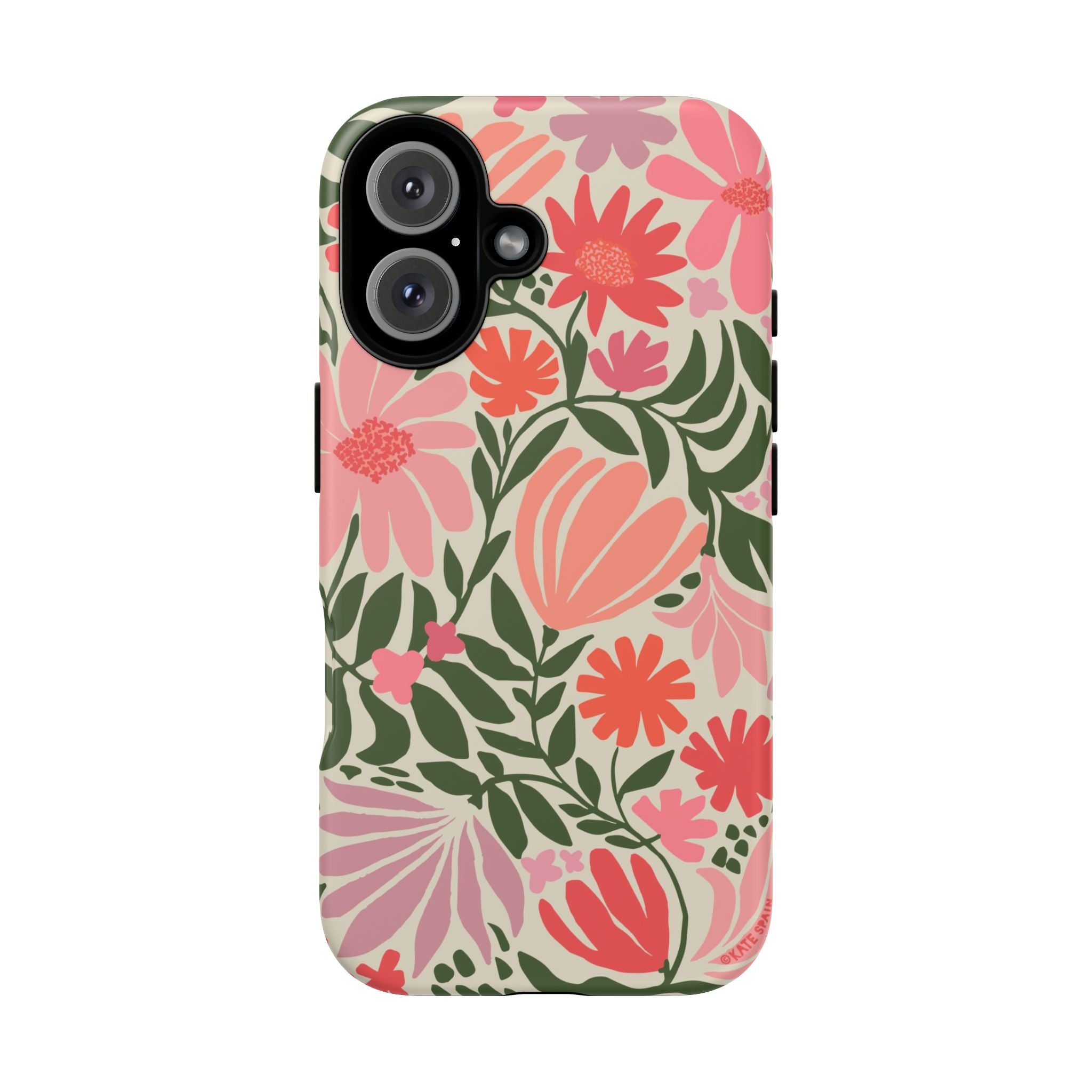 Calendula Tough iPhone 16 Case – Matte | periwinkle, cream, teal graphic daisy floral print