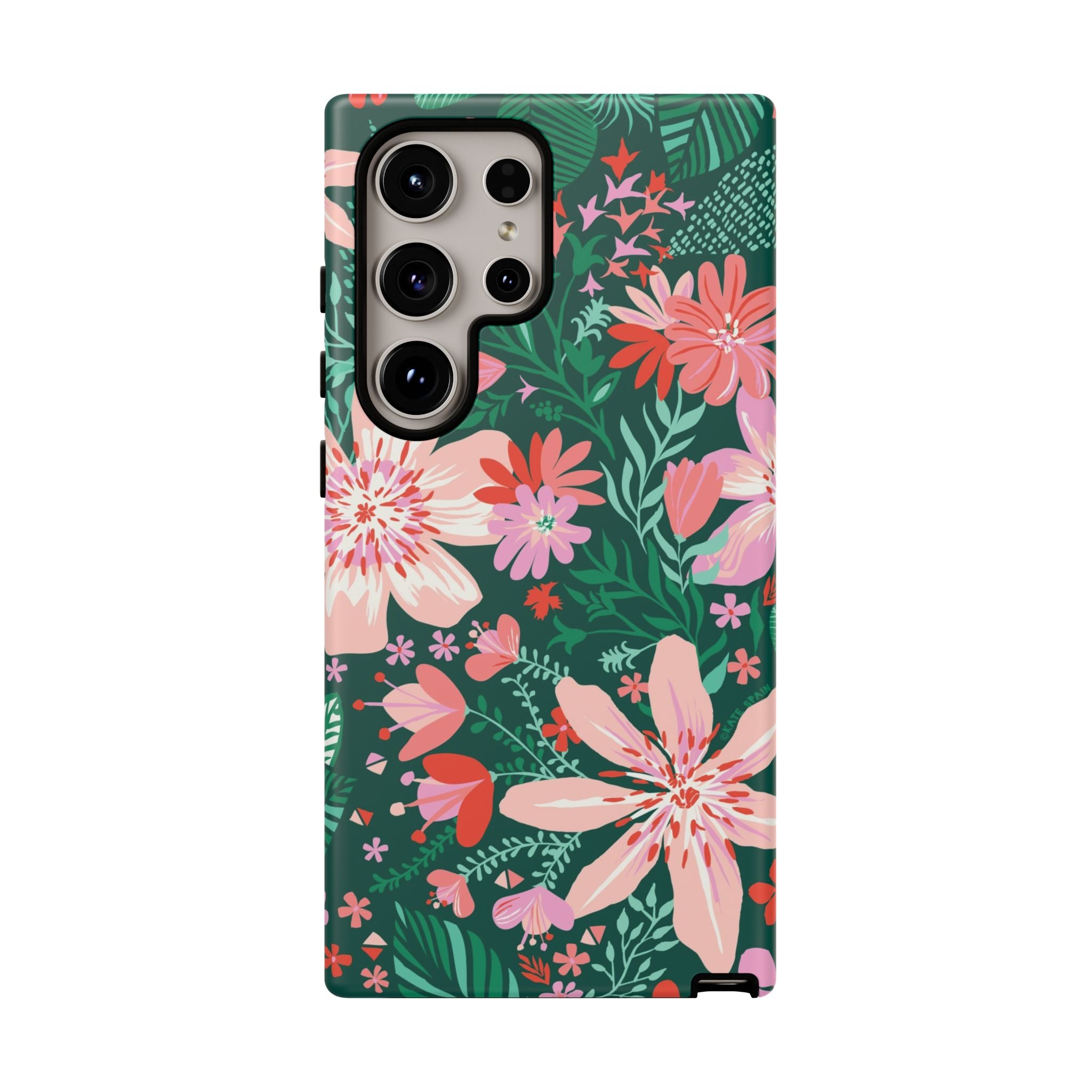 Tropical Bonaire Samsung Galaxy S24 Ultra Case – Glossy | jade, pink, white tropical floral botanical print