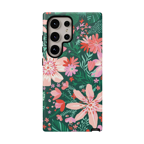 Tropical Bonaire Samsung Galaxy S24 Ultra Case – Glossy | jade, pink, white tropical floral botanical print