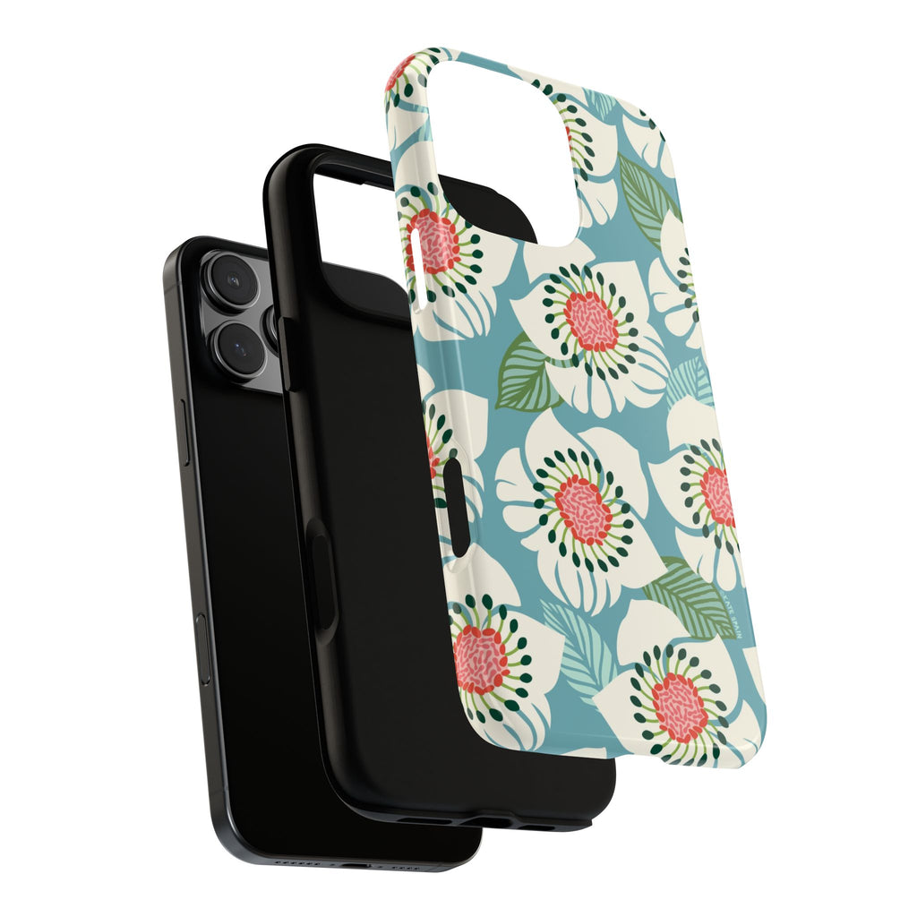 Panache Floral Tough iPhone 16 Pro Max Case – exploded side view showing dual-layer construction