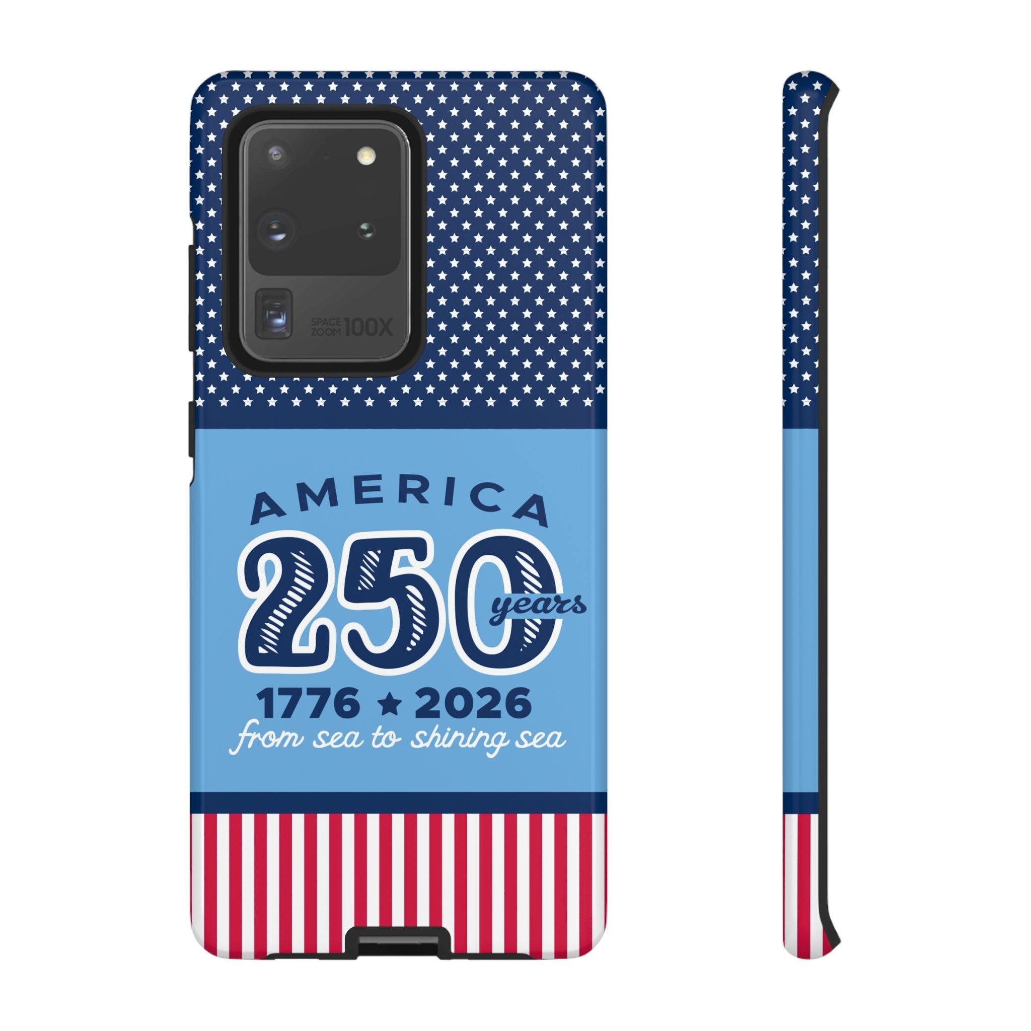 Sea to Shining Sea Samsung Galaxy S20 Case – Matte | navy, sky blue, red patriotic America 250 commemorative print