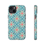 Stonecrop Tough iPhone 14 Plus Case – Glossy | sage, cream, blush botanical succulent print