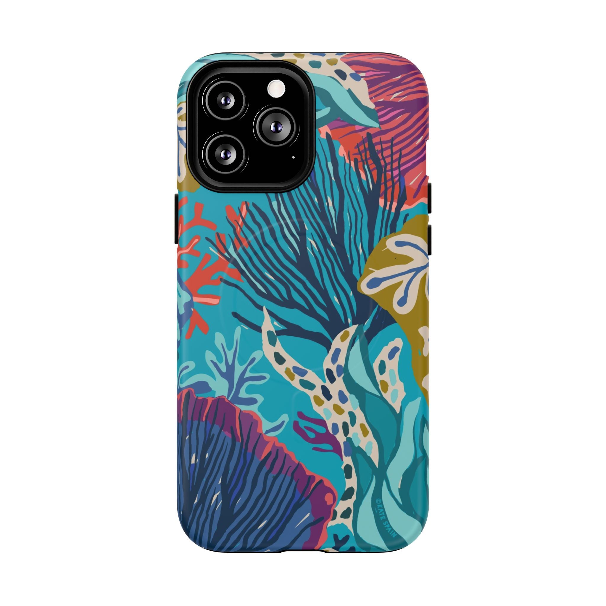 Reef MagSafe iPhone 13 Pro Max Case – Matte | teal, coral, navy, purple botanical coral reef print
