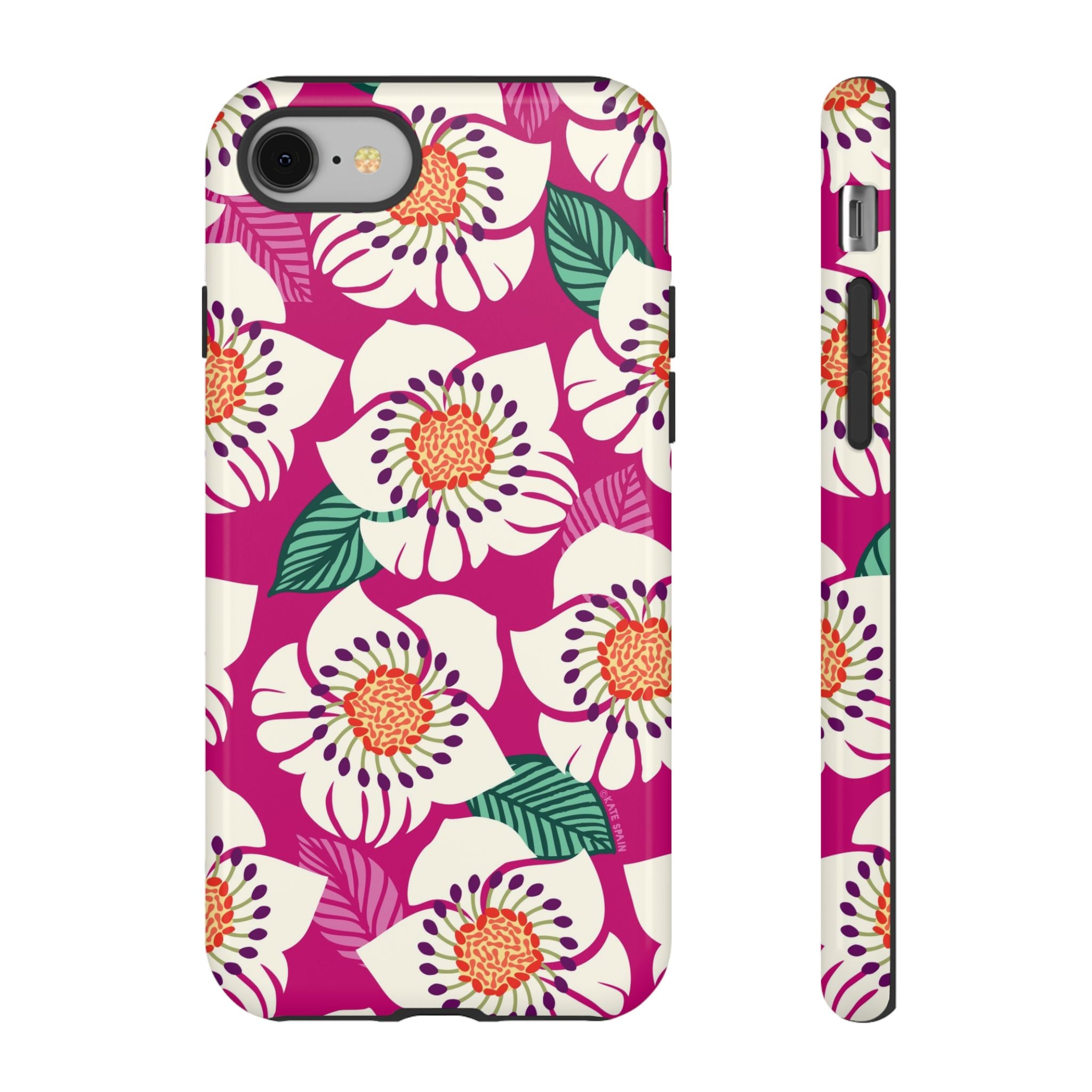 Panache Rose Tough iPhone 8 Case – Glossy | berry, cream white, peach anemone floral print