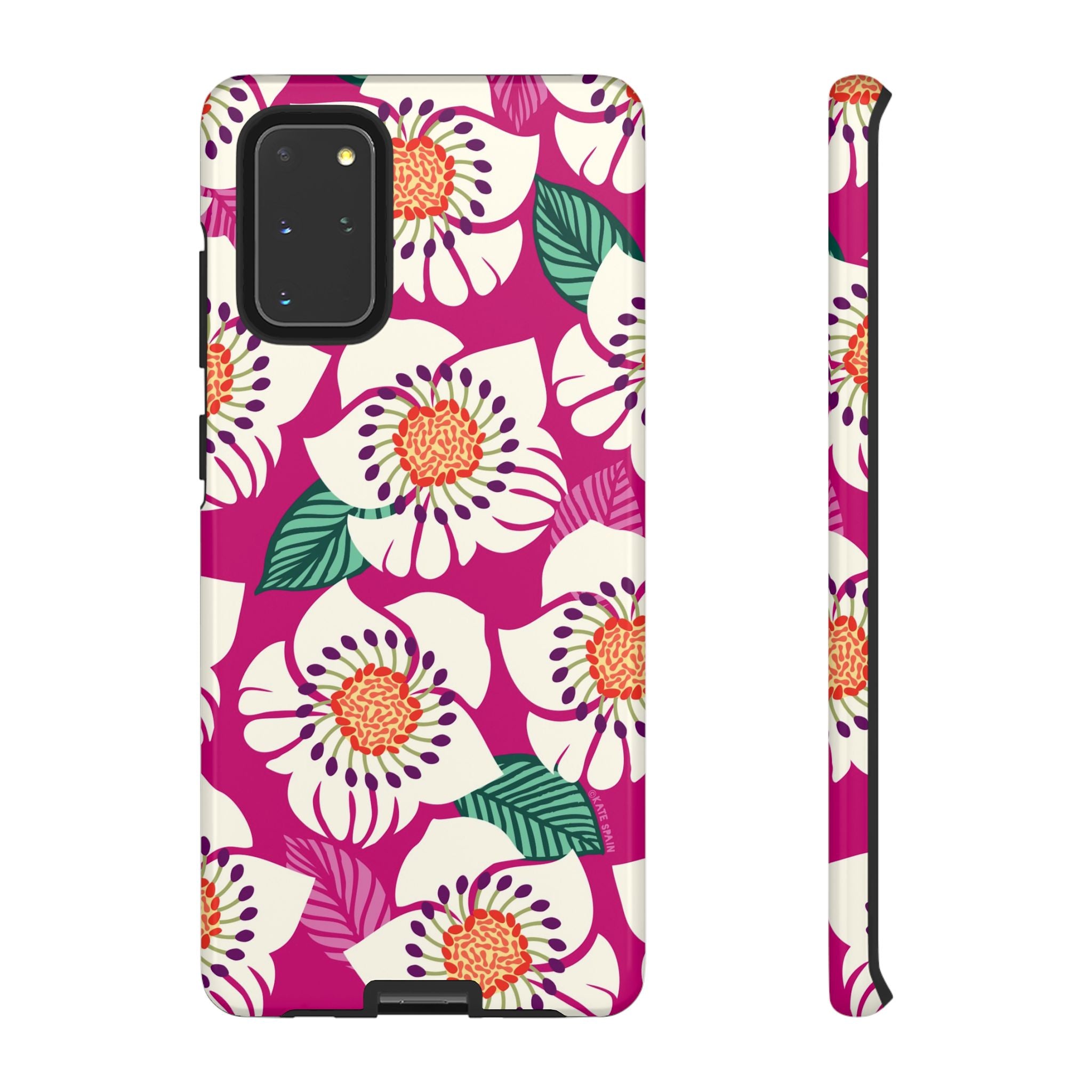 Artistic Panache Samsung Galaxy S20+ Case – Glossy | berry, cream white, peach anemone floral print