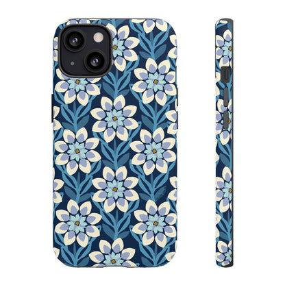 Modern Dahlia iPhone Case - Navy Allover Pattern