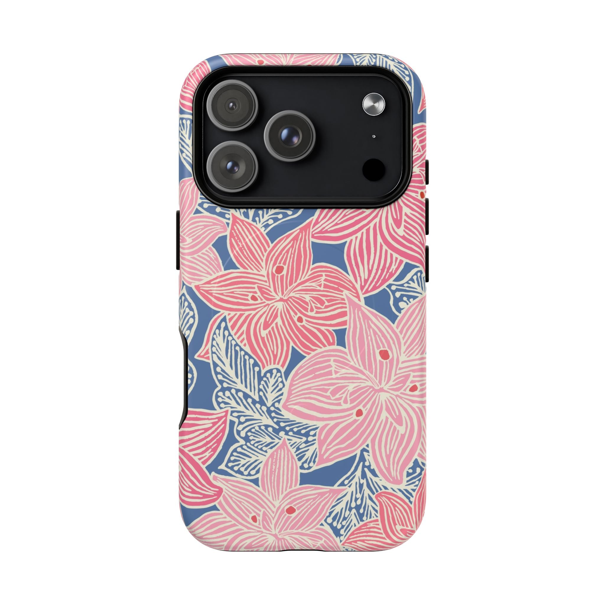 Hibiscus Lagoon MagSafe iPhone 17 Air Case – Matte | coral, blush, cream, dusty blue hibiscus botanical print