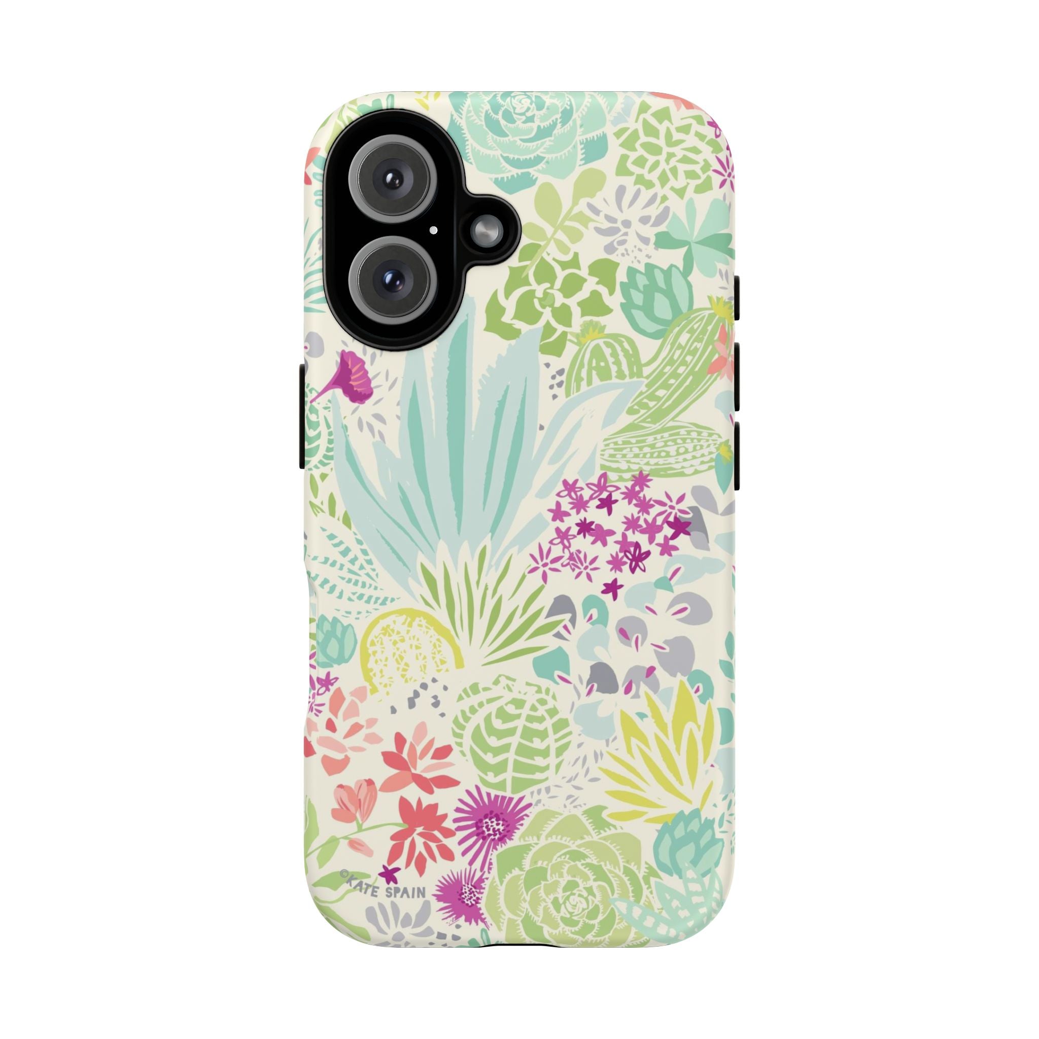 Canyon Tough iPhone 16 Case – Matte | cream, sage, aqua, mauve, fuschia botanical succulent print