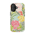 Tropica Tough iPhone 17 Case – Glossy | cream, pink, yellow, blue botanical floral print