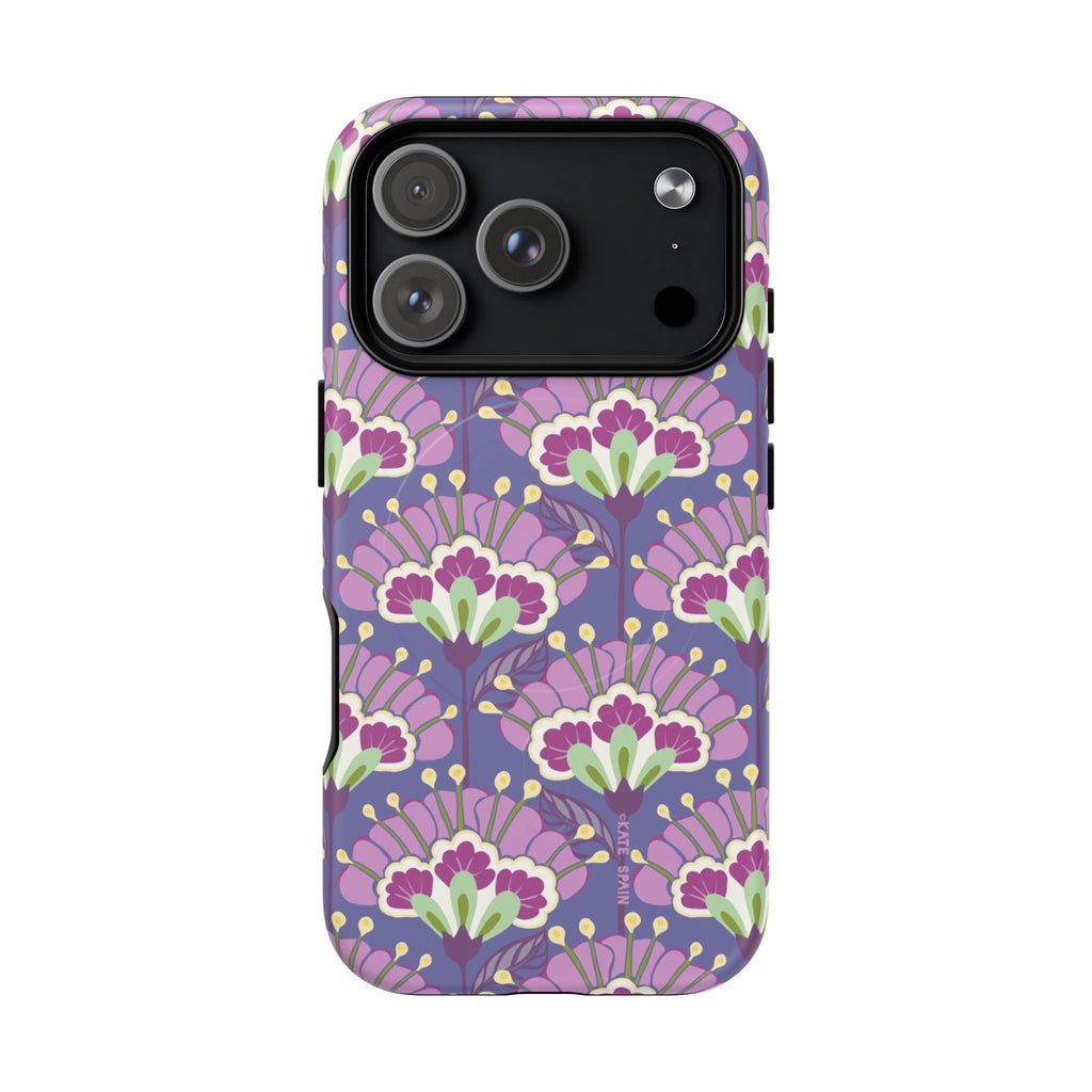 Lantern Flower MagSafe iPhone 17 Pro Case – Matte | periwinkle, purple, mauve, sage botanical lantern floral print