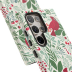 Birds and Berries Samsung Galaxy S22 Plus Case – Matte | cream, red, green botanical cardinal berry print