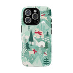 Arctica Winter Tough iPhone 16 Pro Case – Matte | aqua, evergreen, white, animal frolic winter wonderland print