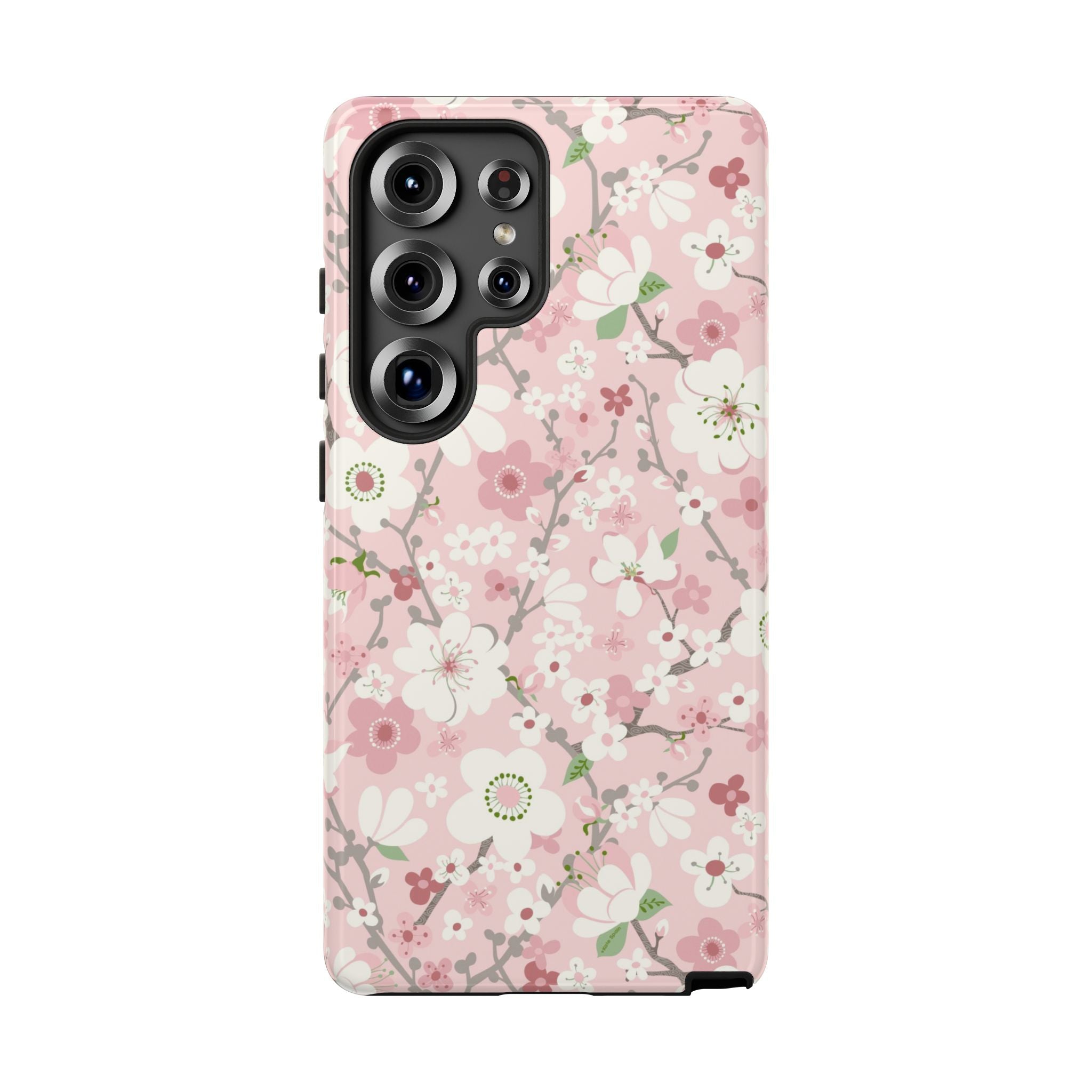 Luxury Pink Cherry Blossom Samsung Galaxy S25 Ultra Case – Glossy| pink, white, cherry blossom floral print