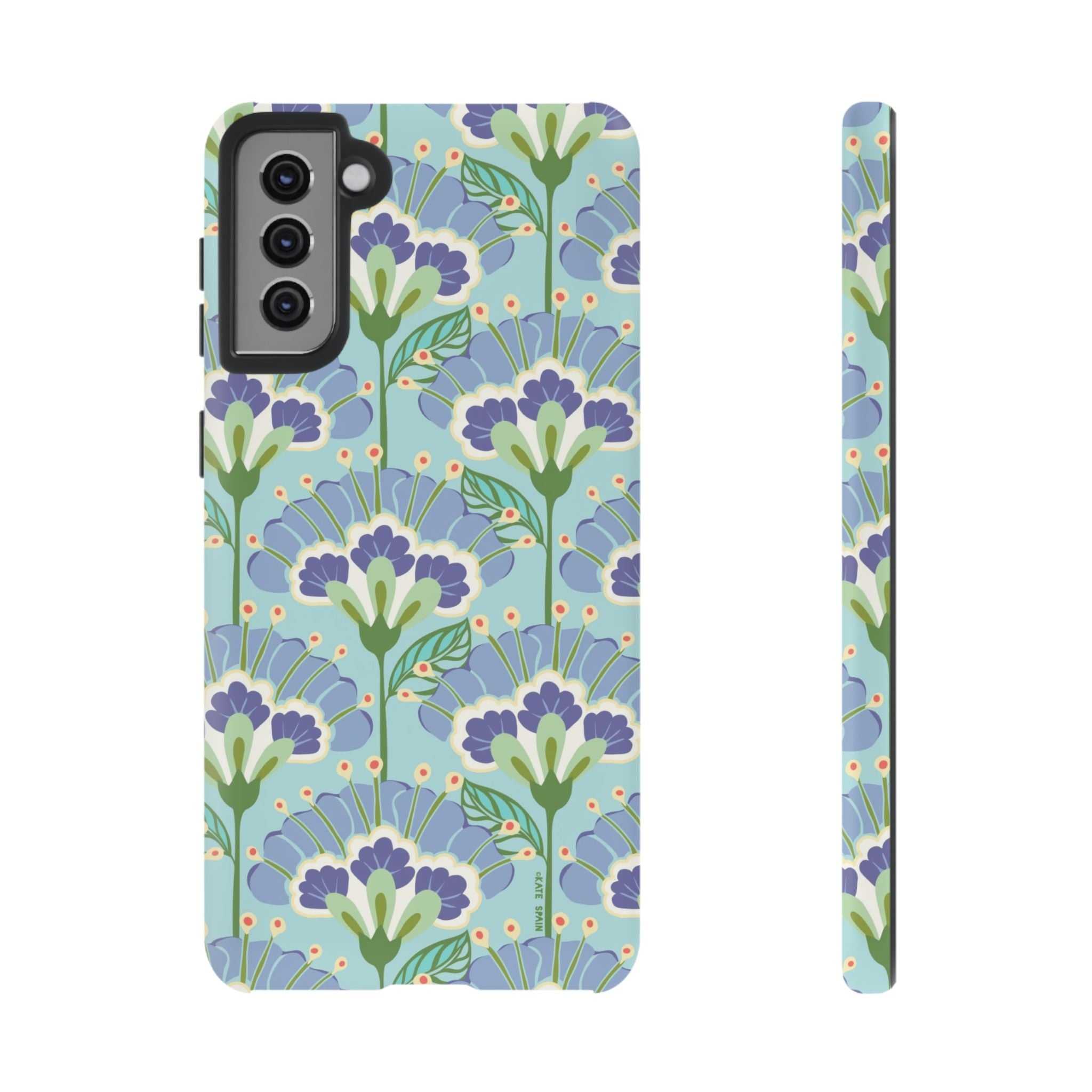 Lantern Flower Samsung Galaxy S21 Plus Case – Matte | light blue, lavender, lime green floral print