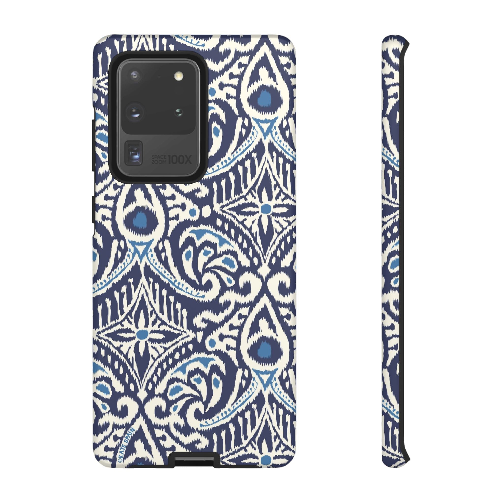 Luxury Ikat Samsung Galaxy S20 Ultra Case – Matte | navy, white, aqua ikat geometric medallion print