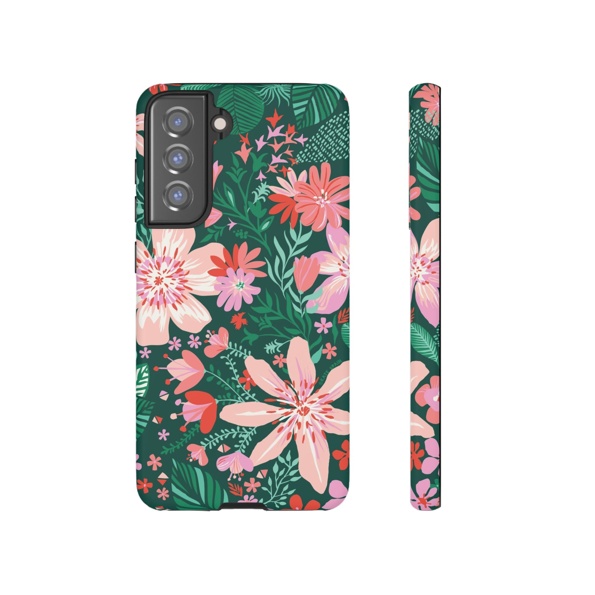 Tropical Bonaire Samsung Galaxy S21 FE Case – Matte | jade, pink, white tropical floral botanical print