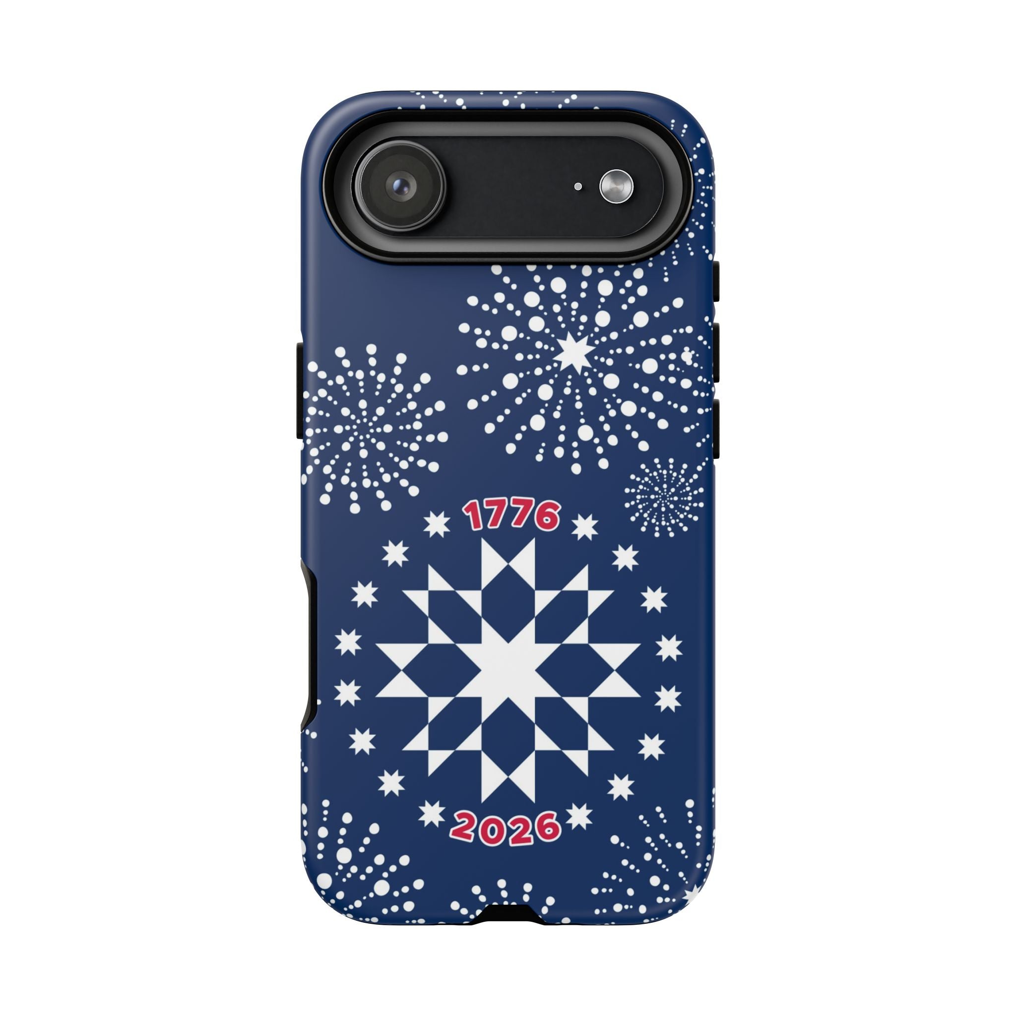 250th Fireworks Tough iPhone 17 Air Case – Matte | navy, white patriotic star quilt fireworks print
