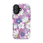 Purple Cherry Blossom Tough iPhone 17 Case – Glossy | mauve, purple, blue, white cherry blossom print