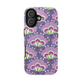 Lantern Flower Tough iPhone 16 Case – Glossy | periwinkle, purple, mauve, sage botanical lantern floral print