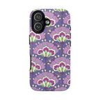 Lantern Flower Tough iPhone 16 Case – Glossy | periwinkle, purple, mauve, sage botanical lantern floral print