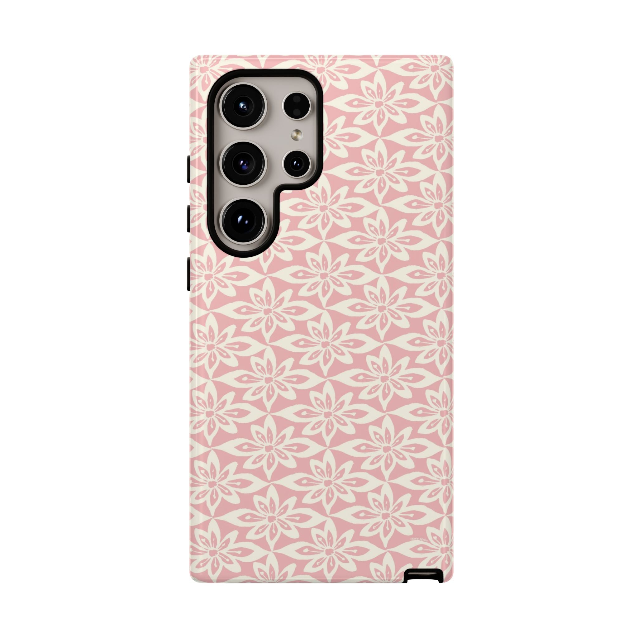 Lily Pastel Pink Samsung Galaxy S24 Ultra Glossy case — graphic white lily print on dreamy pastel pink — botanical phone case by Kate Spain