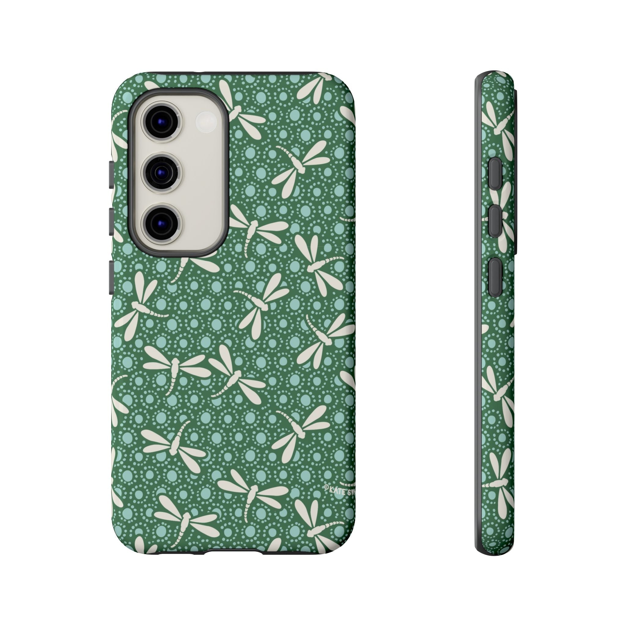 Dragonfly Samsung Galaxy S23 Case – Glossy | jade green, aqua, cream dragonfly print 