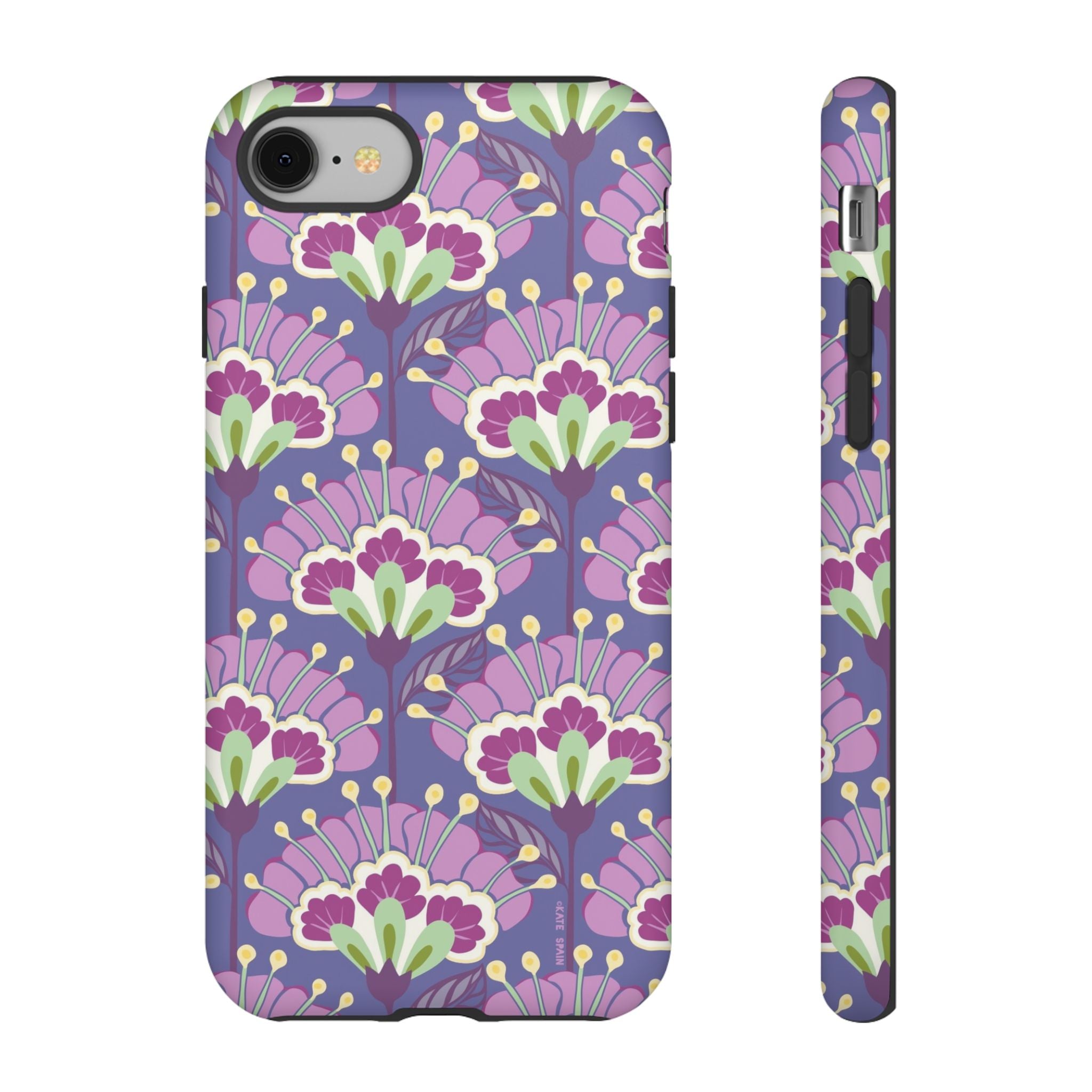 Lantern Flower Tough iPhone 8 Case – Matte | periwinkle, purple, mauve, sage botanical lantern floral print