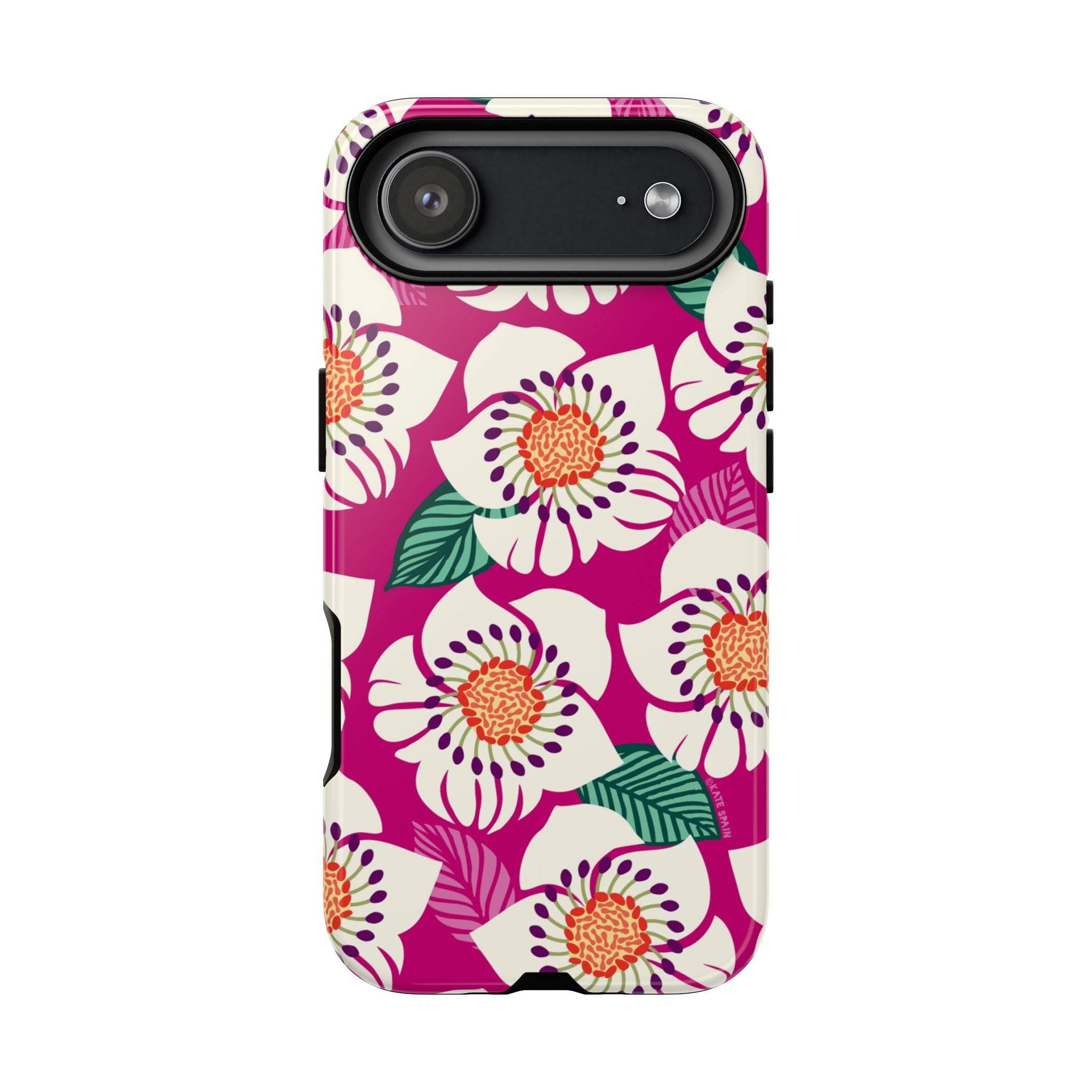 Panache Rose Tough iPhone 17 Air Case – Glossy | berry, cream white, peach anemone floral print