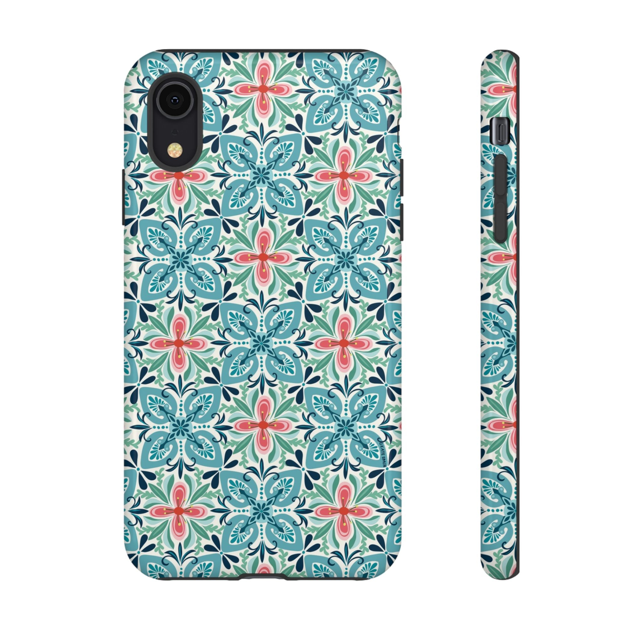 Stonecrop Tough iPhone XR Case – Glossy | sage, cream, blush botanical succulent print