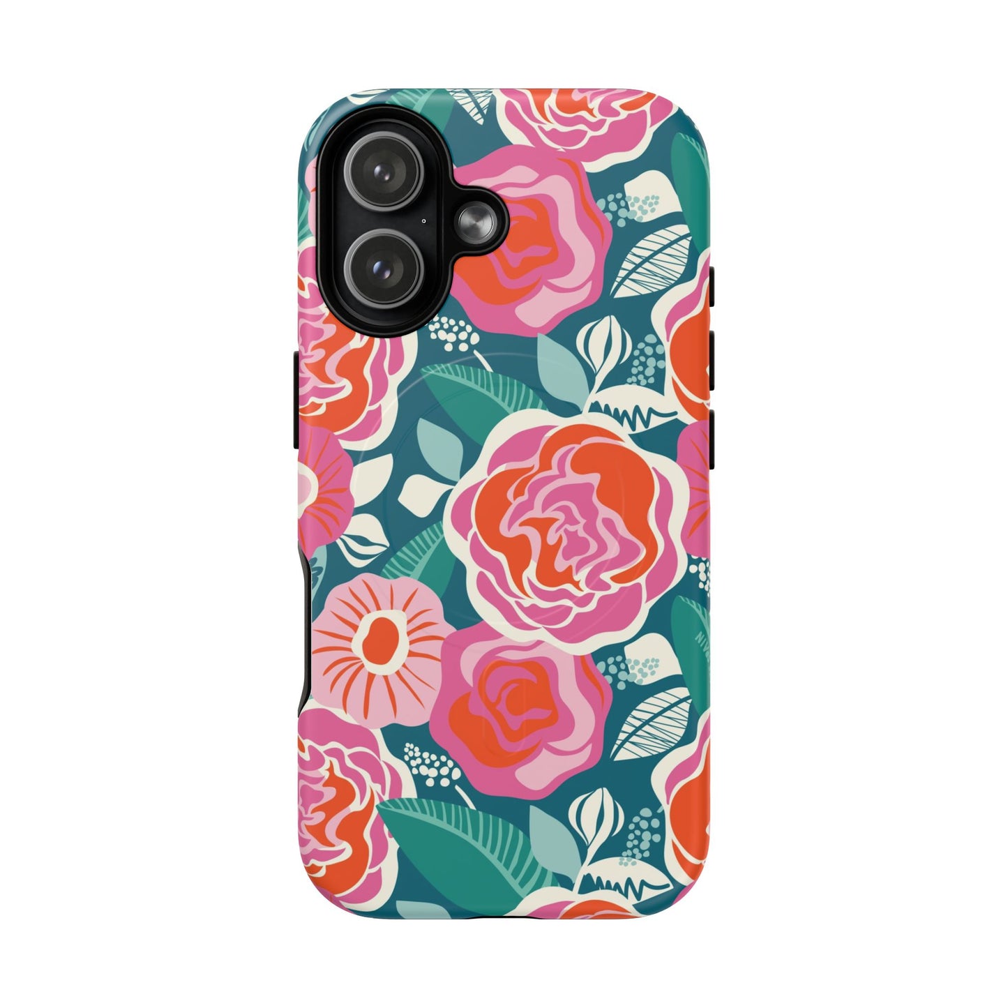 Phone case with colorful floral design on a white background