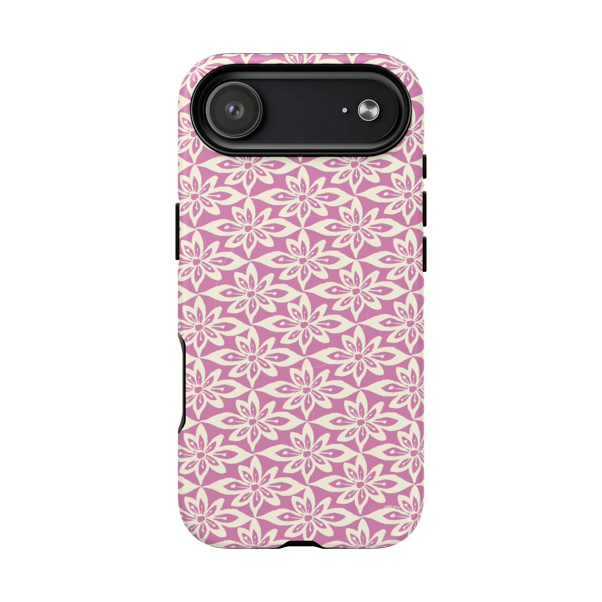 Lily Rose MagSafe iPhone 17 Air Case – Matte | graphic white lily print on soft rose — botanical MagSafe case by Kate Spain