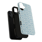 Lily Blue MagSafe iPhone 16 Pro Max Case – Glossy | dual-layer construction detail showing case and inner lining with camera cutout and buttons — botanical MagSafe case by Kate Spain