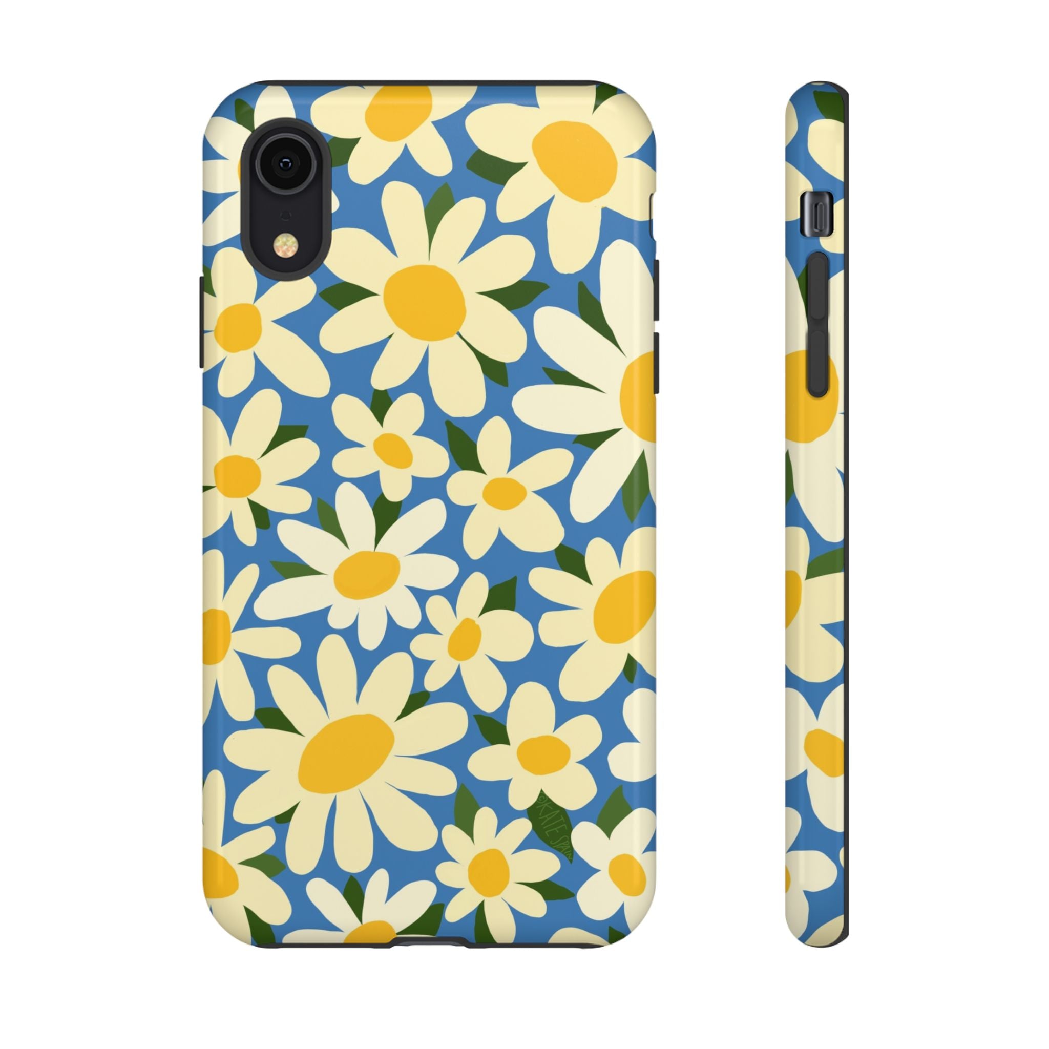 Shasta Daisy Tough iPhone XR Case – Glossy | blue, cream, yellow daisy floral print