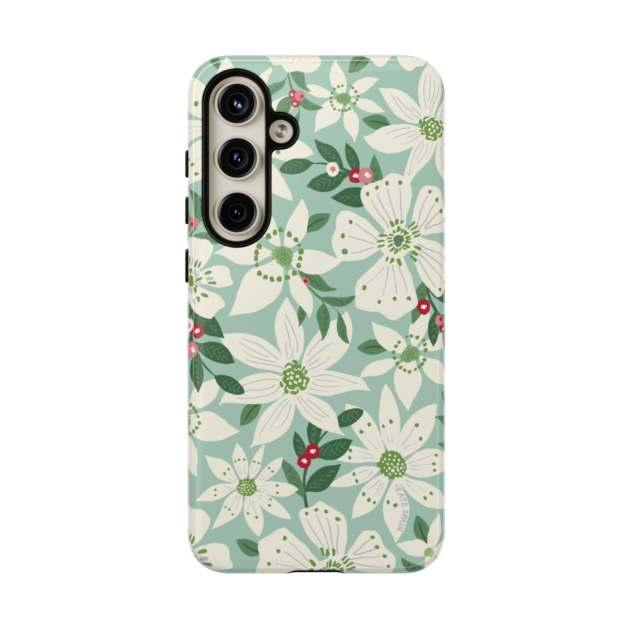 Gardenia Samsung Galaxy S24 Plus Case – Glossy | white, cream, green gardenia botanical print
