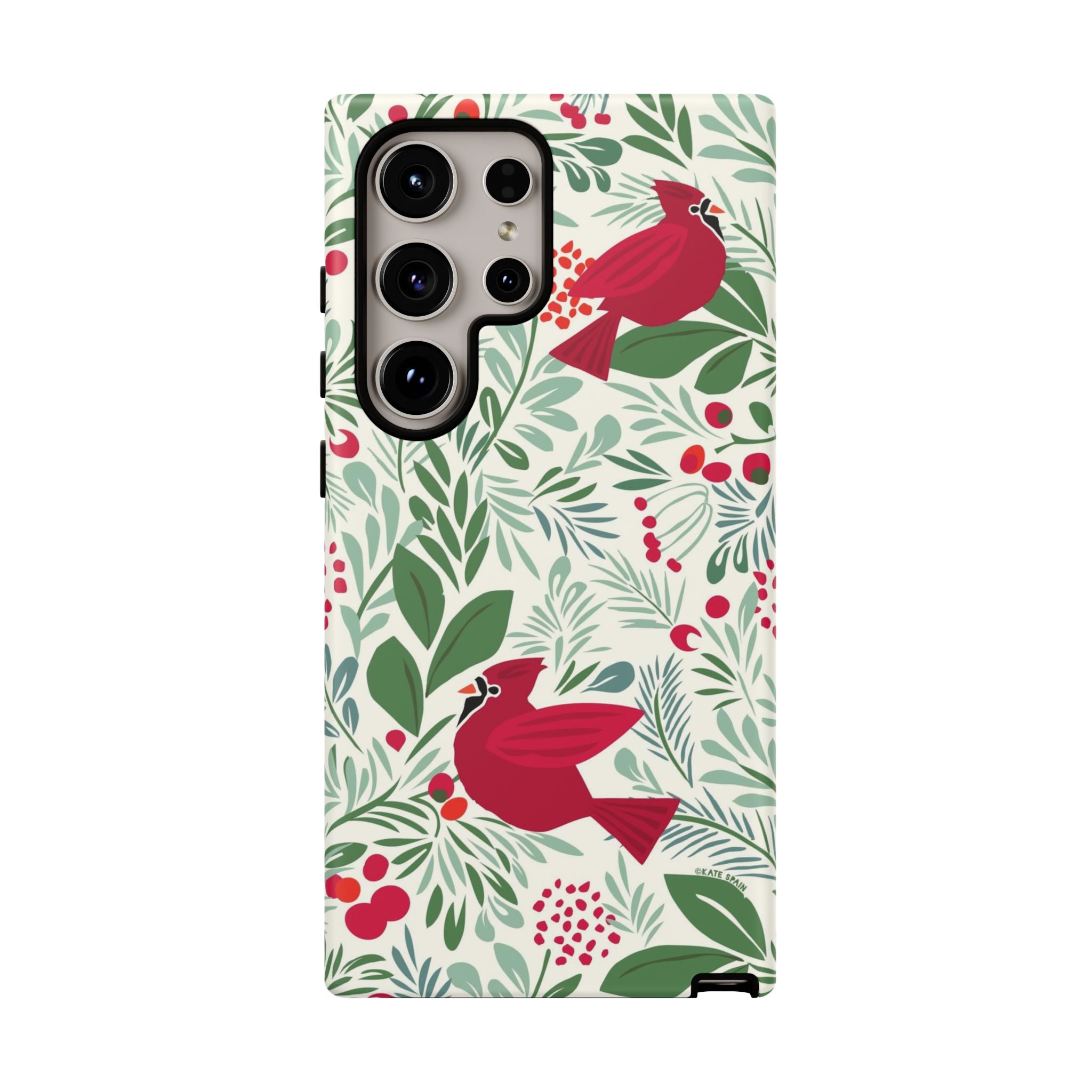 Birds and Berries Samsung Galaxy S24 Ultra Case – Matte | cream, red, green botanical cardinal berry print