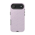 Canto Swirls Lavender iPhone 17 Air Glossy Case — lavender hard case covered in an intricate folk-art medallion pattern of radiating circular motifs, dot clusters, and geometric centers