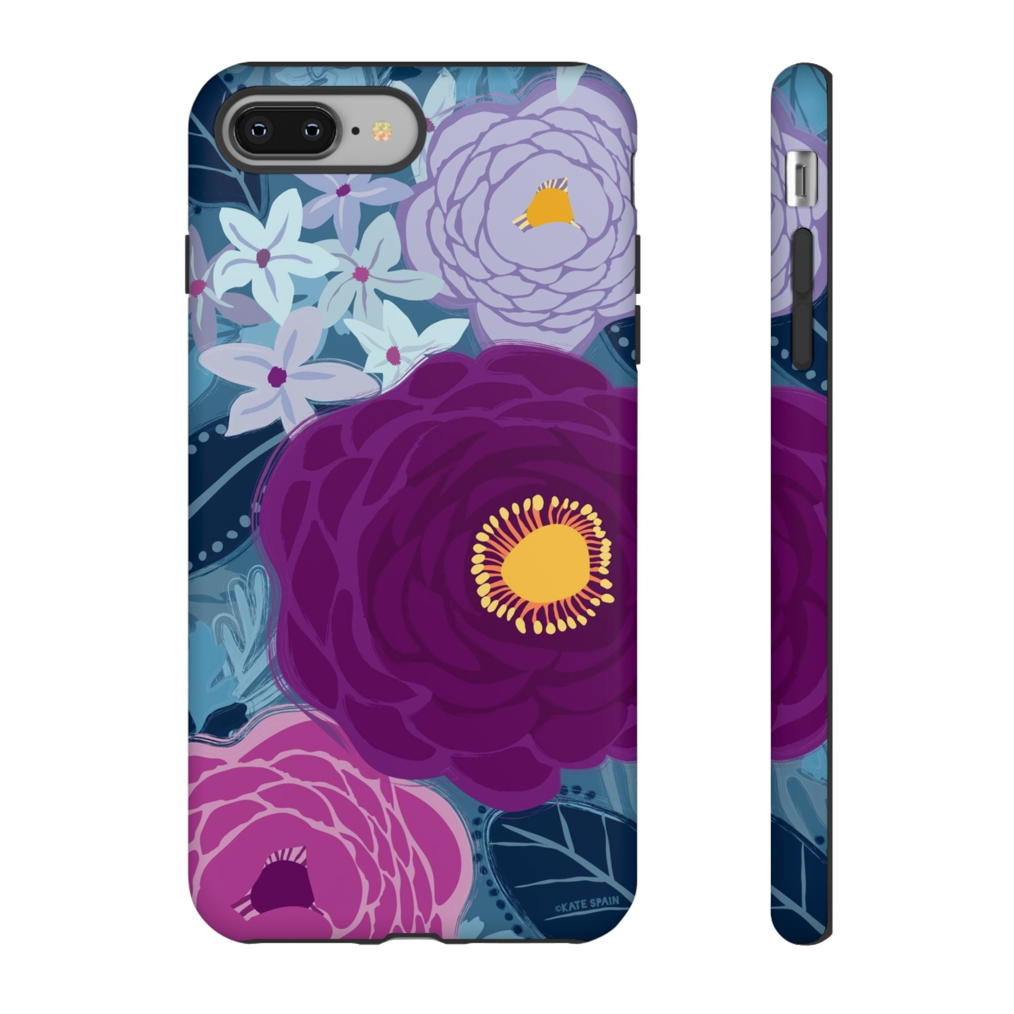 Bloomerie Tough iPhone 8 Plus Case – Matte | navy, purple, magenta botanical peony floral print