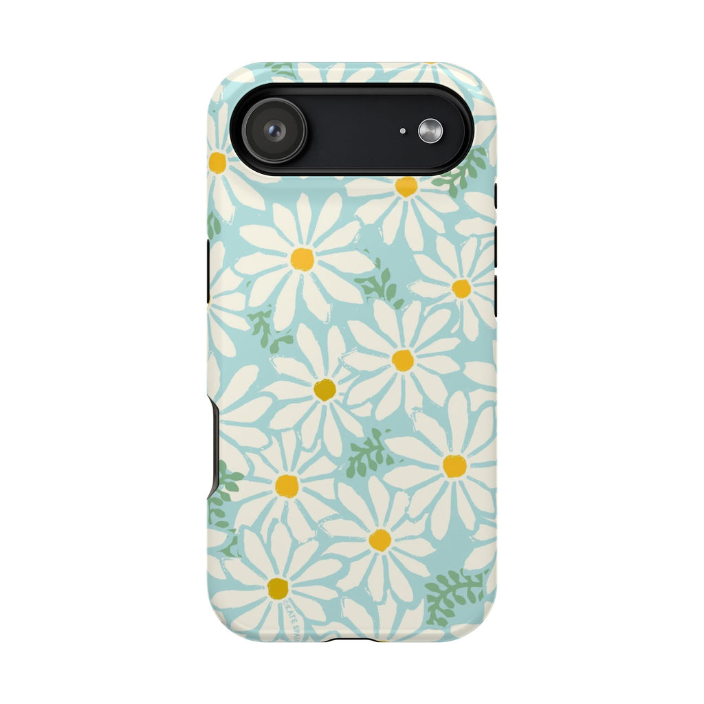 Daisies MagSafe iPhone 17 Air Case – Glossy | white, yellow, aqua watercolor daisy print