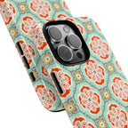 Alhambra Tough iPhone 16 Pro Max Case – Glossy | aqua, coral, blush geometric medallion floral print