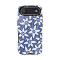 Starflower iPhone 17 Air Case – Glossy | navy, white geometric starflower print